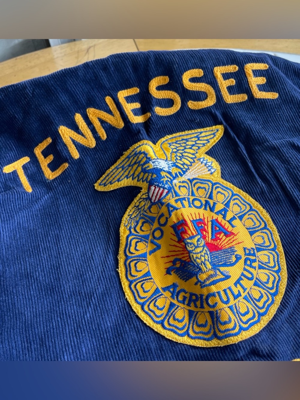 Vintage FFA Blue Corduroy Bomber Jacket 38/M Chainstitch Tennessee Fort Womack - Picture 15 of 15